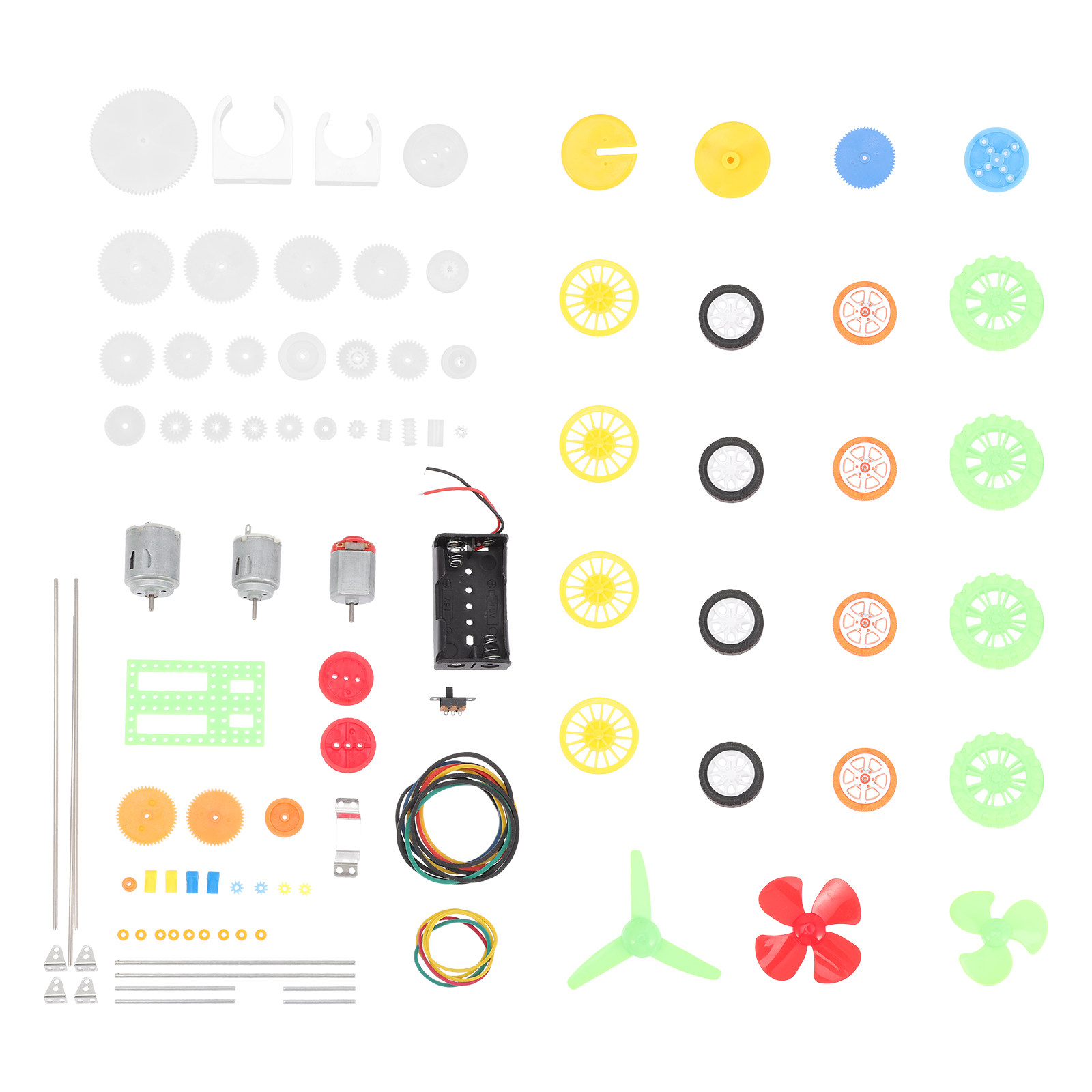 Science Project Kit - 112-teiliges Motorzubehör-Set, Kunststoffzahnräder, Räder, Miniatur-Motorkomponenten für